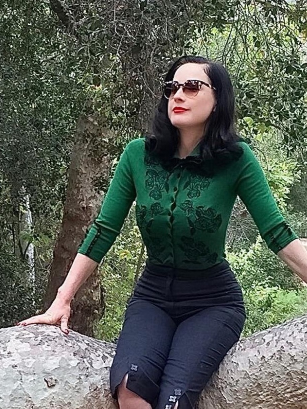 Wheels and Dollbaby Dita Green and Black Cardigan